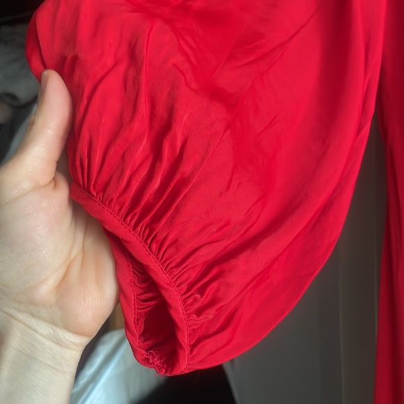 Farm Rio Satin Red Cut-out Midi Dress Size XS - Picture 6 of 9